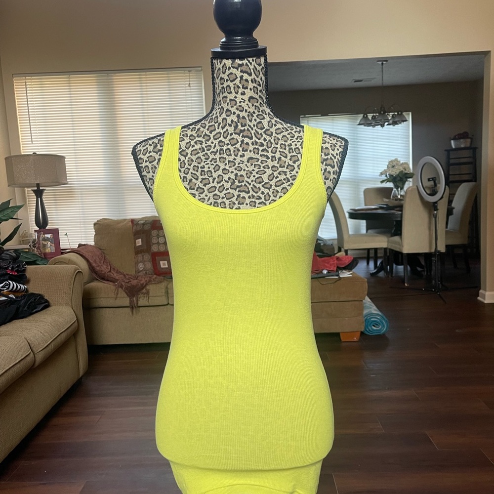 Neon Yellow Time and Tru Tank Top